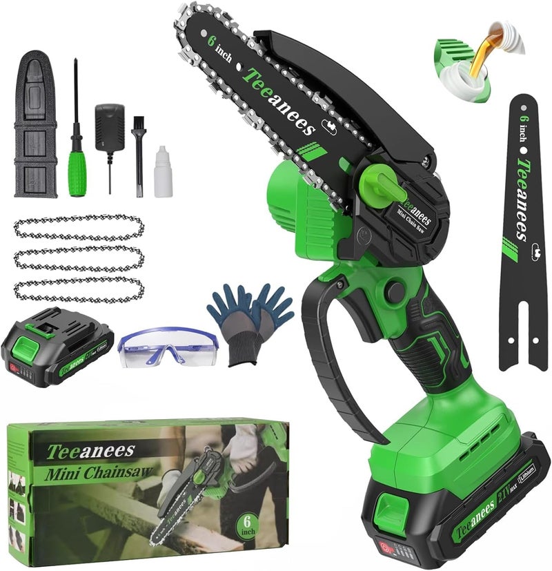 ANEES Mini Chainsaw Cordless 6 Inch With 1 Batterie three chains Portable Small Electric Pruning saw for Wood Cutting,Tree Trimming, Garden & Household Use Stocking Stuffers Gift for Men Dad Husband - Image 1